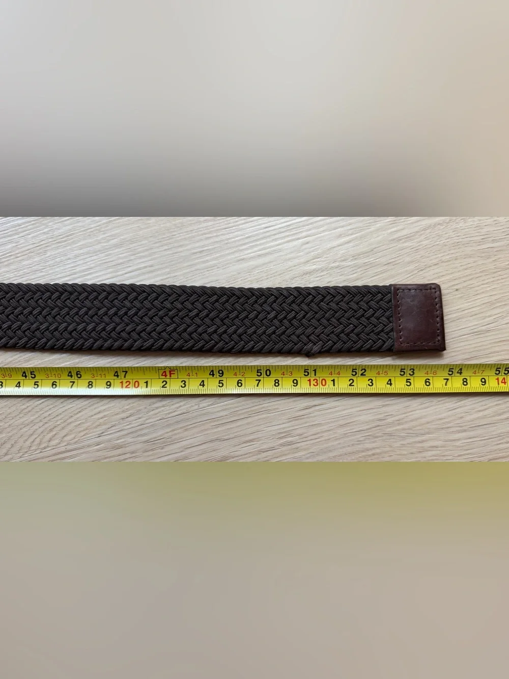 L.L.Bean Belt Men's Size 46 Brown Braided Woven Leather Brass Buckle